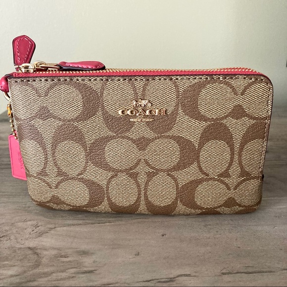 COACH Corner Zip Wristlet in Pink - Picture 1 of 13